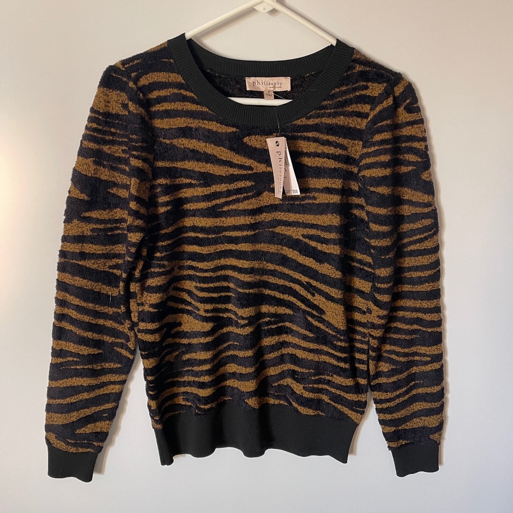 NWT Philosophy‎ Textured Animal Print Sweater Size M